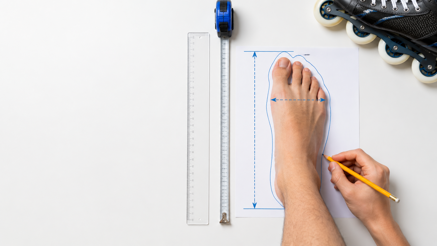 Foot measurement setup for skates