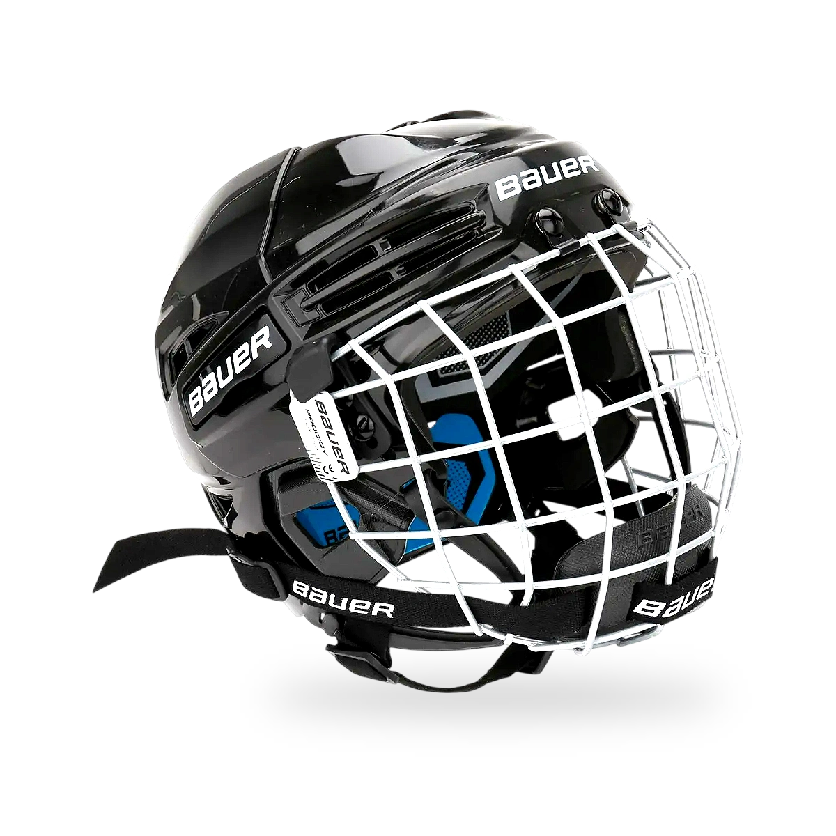 Bauer Prodigy youth hockey helmet with cage — sized by head circumference