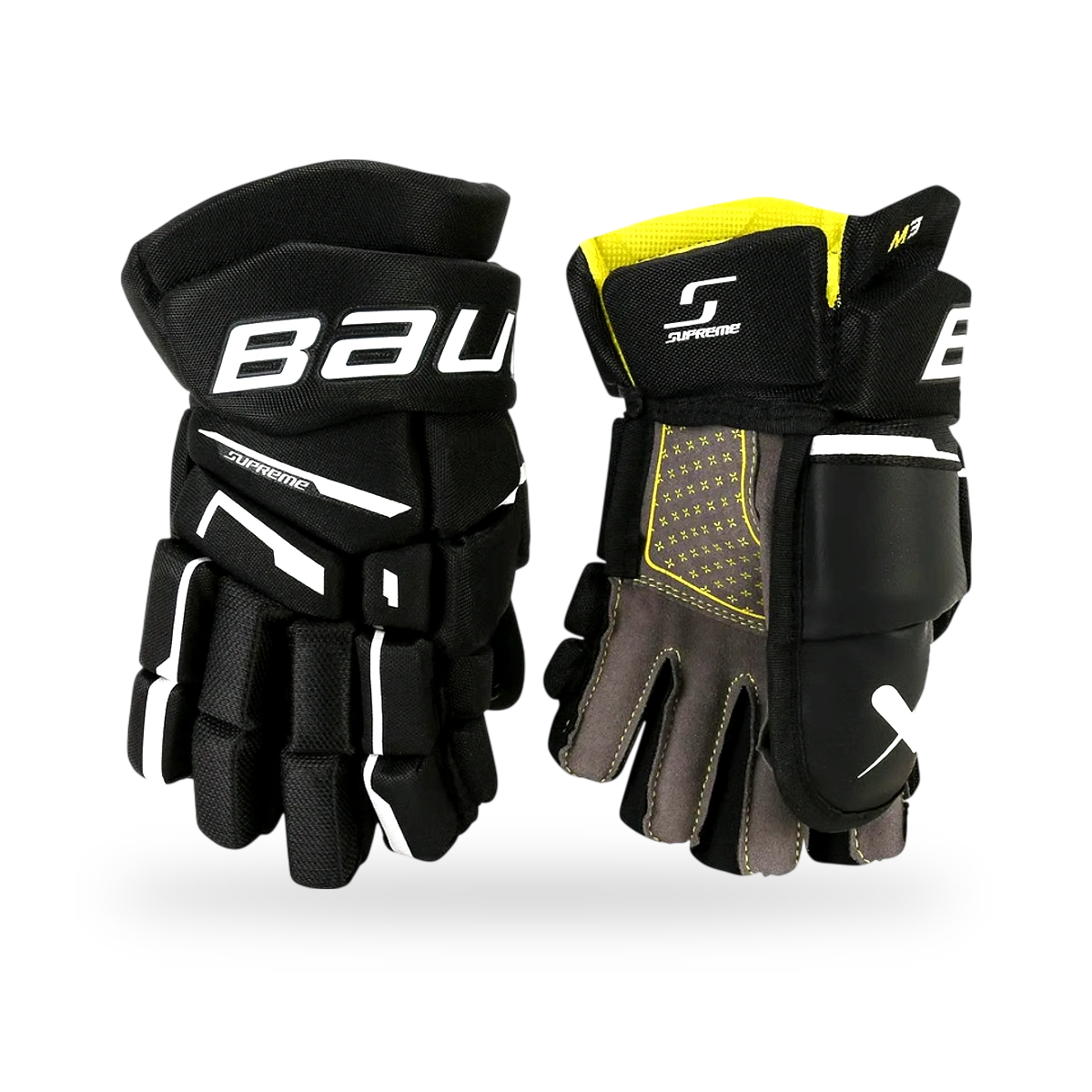 Bauer Supreme M3 junior hockey gloves — the cuff should meet the elbow pad