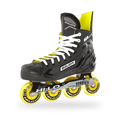 Bauer RS Roller Skate in white and black, showing reinforced ankle collar and hard outdoor wheels, available at T3 Sports India.