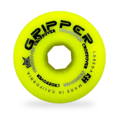 Labeda Gripper Medium roller hockey wheel in yellow showing small-core urethane construction and unexposed hub design