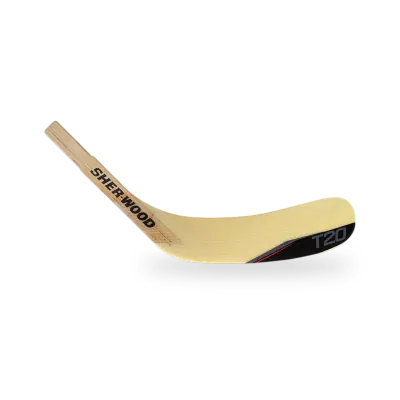 Sherwood T20 ABS replacement hockey blade in black, showing heel-to-toe fibreglass reinforced construction for outdoor play