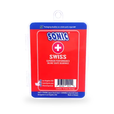 Sonic Swiss Bearings 608 inline hockey bearings with labyrinth seal and SUJ2 chrome steel construction by T3 Sports